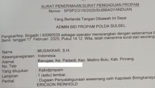 Kapolsek Biringkanaya Dilaporkan ke Propam, Dugaan Penyalahgunaan Wewenang