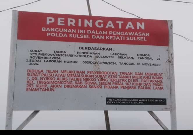 Papan Peringatan Terpasang Dilokasi Seluas 950HA di Pattapang Malino