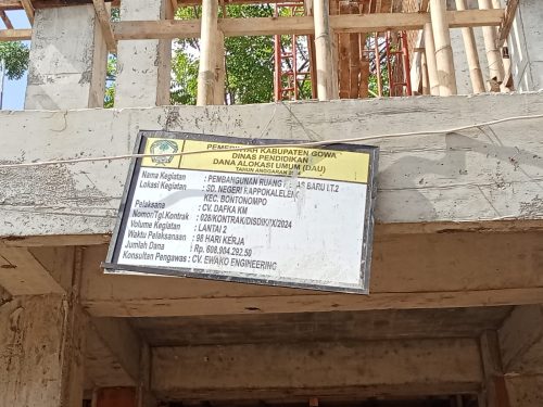 Proyek Pembangunan SDN Rappokaleleng Diduga di MarkUp, Kabid Dikdas Gowa Diam