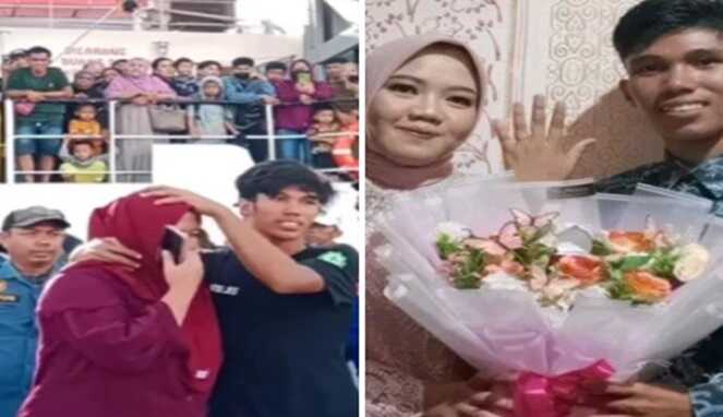 Foto Kolase : Pasangan Bojes dan Lia yang Viral di Majene Berujung Pernikahan