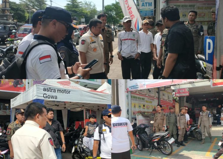 Pengusaha Bandel Serobot Trotoar, Dishub dan Satpol PP Gowa Langsung Tindak Tegas