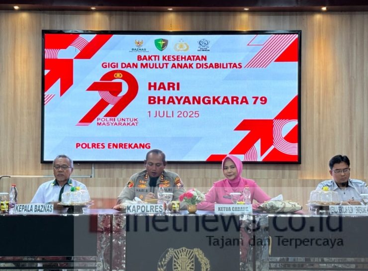HUT Bhayangkara Ke-79 Polres Enrekang dan BAZNAS Gelar Bhakti Sosial Murid SLB