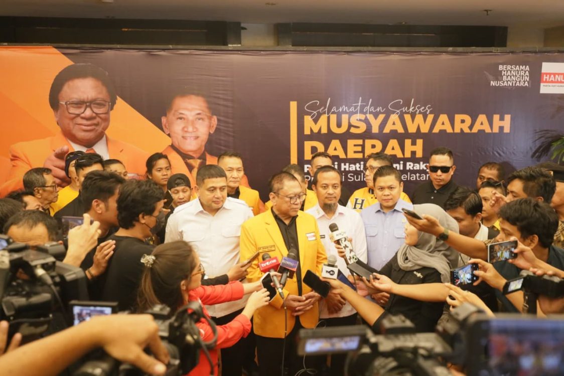 Munafri Arifuddin dan OSO Kompak di Musda Hanura Sulsel, Siap Perkuat Kerja Sama Politik