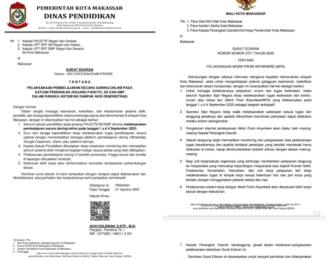 Surat Edaran Wali Kota Makassar Terapkan WFA, Layanan Publik Tetap Normal
