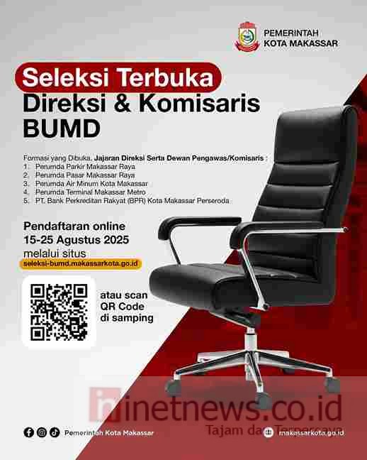 Cara Daftar Seleksi Direksi dan Dewas BUMD Makassar, Simak Persyaratannya