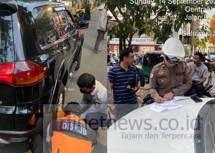Dishub Makassar Turun 25 Personel Razia Parkir di 3 Titik, 2 Mobil Digembok