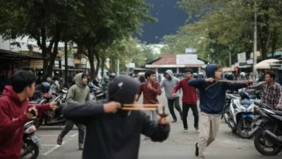 Geng Motor Brutal di Lokasi Bazar Makassar, Satu Pengunjung Terpanah