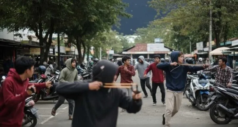 Geng Motor Brutal di Lokasi Bazar Makassar, Satu Pengunjung Terpanah