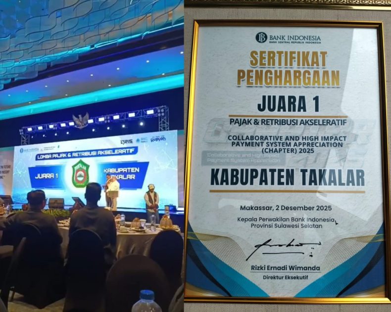 Takalar Raih Juara 1 Lomba Pajak Digital, Bupati Genjot Transaksi Non Tunai